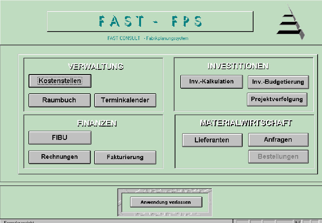 Fabrikplanungssystem - Men&uuml;